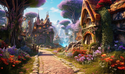 mystisches Dorf in einer magischen Welt