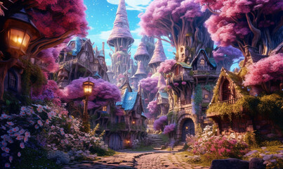 mystisches Dorf in einer magischen Welt