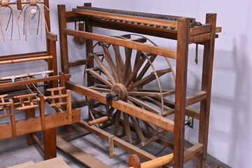 Japan sightseeing trip. Traditional craft 'Iga braided cord'. Iga City, Mie Prefecture. Woven from silk thread and used for Japanese clothing. In the past, it was used for armor and swords.