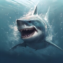 Obraz premium Generative AI illustration of a great white shark.