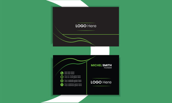 Black background business card vector design template double-sided clean and fresh visiting card