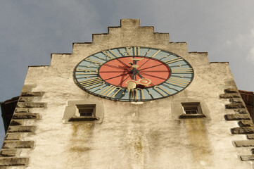 clock tower, architecturial detail in Stein am Rhein, Switzerland