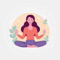Obraz na płótnie Canvas vector illustration, woman meditating calm and relaxed.
