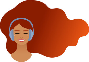 Vector illustration of smiling woman with headphones