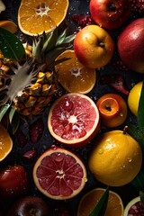 Naklejka na ściany i meble fruit food strawberry background healthy fresh vitamin drop lemon green water. Generative AI.