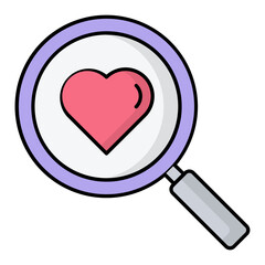 Love Search Line Color Icon