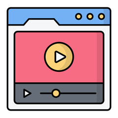 Online Streaming Line Color Icon