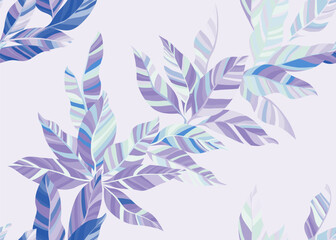 Beautiful exotic leafage endless pattern design. Lush botanical spring fashion cloth print.