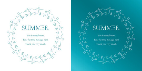 素材_フレームのセット_太陽と海と空をモチーフにした夏の飾り枠。高級感のある囲みのデザイン