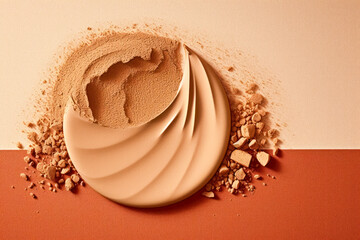 Different textures of smeared cosmetic cream in beige colors - obrazy, fototapety, plakaty