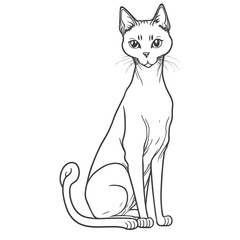 Hand-drawn vector illustration of a cat. Sketch-style cat.  Animal portrait. Concept black and white color.