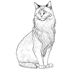 Hand-drawn vector illustration of a cat. Sketch-style cat.  Animal portrait. Concept black and white color.
