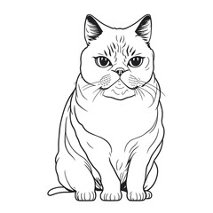 Hand-drawn vector illustration of a cat. Sketch-style cat.  Animal portrait. Concept black and white color.