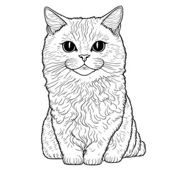 Hand-drawn vector illustration of a cat. Sketch-style cat.  Animal portrait. Concept black and white color.
