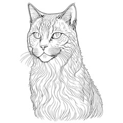 Hand-drawn vector illustration of a cat. Sketch-style cat.  Animal portrait. Concept black and white color.