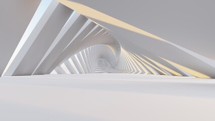 Abstract architecture background geometric arched building 3d render