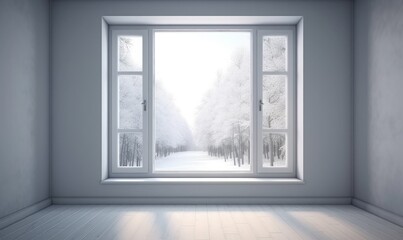 The open white modern plastic window in the room, generative AI