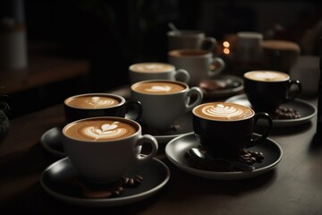 cafe mug food caffeine table cup espresso breakfast beverage drink. Generative AI.