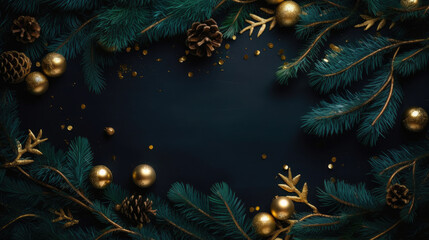 Obraz na płótnie Canvas Border, frame from christmas tree branches. Generative AI