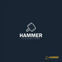 Creative Hammer Contractors logo design, home build logo, Home Construction Concept Logo Design Template