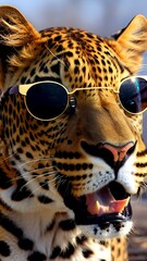 Leopard with sunglasses