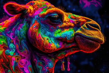 Obraz na płótnie Canvas Neon Camel. Generative AI