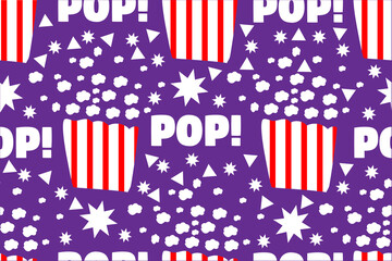 INDEPENDENCY DAY 4TH JULY, AMERICAN, USA. Pop corn seamless vector pattern for design and decoration
