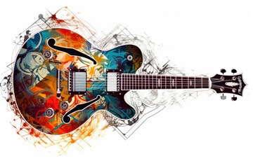 Digital illustration about guitar. Generative AI
