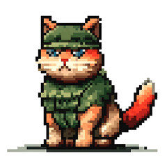 military cat in pixelart style, generative ai
