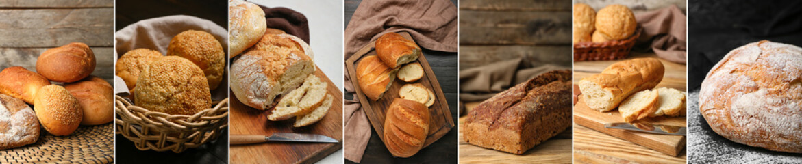 Collage of fresh homemade bread