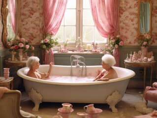 two women in bathtub