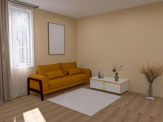 Living room interior 3d rendering, 3d illustration