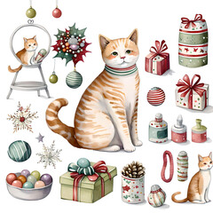 Whimsical Christmas cat Collection - generative AI	