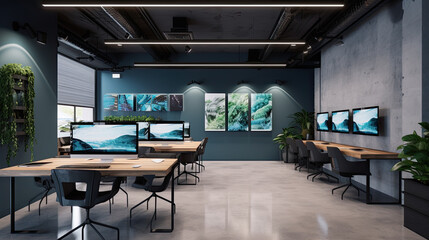 Empty Interior Of Modern Design Office Generative AI