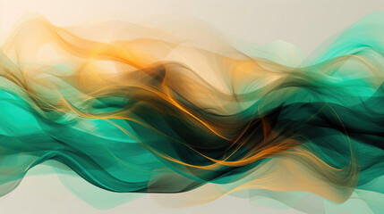 Turquoise Gold Abstract Background Wave Art. Generative AI