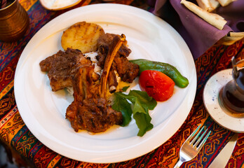 Turkish style kuzu pirzola lamb cutlet, ottoman cuisine