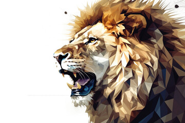 Roaring Lion in the style of triangulation. Generative AI