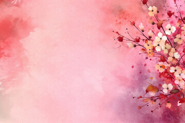 light pink background paper texture tiny petal flower painting in watercolor style. AI generative