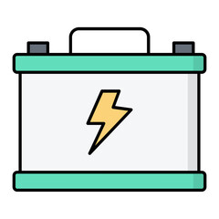 Car Battery Line Color Icon