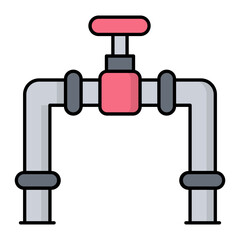 Water Supply Line Color Icon