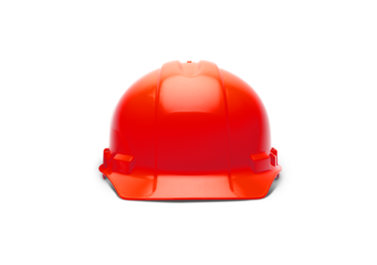 Red Safety Hard Hat Facing Forward Isolated Ready for Your Logo - Transparent PNG.