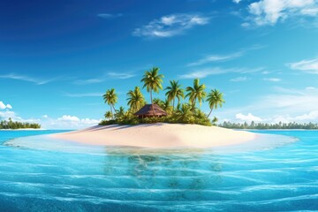 Fototapeta na wymiar A tropical island with palm trees on it Generative AI