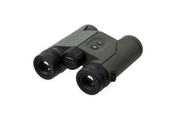 Modern binoculars. An optical instrument for observation at long distances. Isolate on a white back.