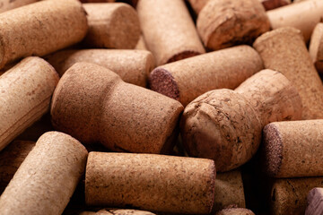 A lot of used wine corks. Winery background