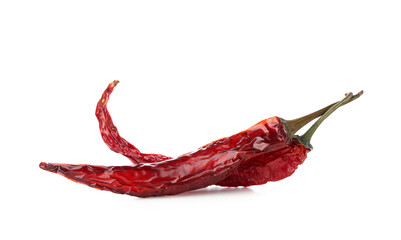 Dry hot chili peppers isolated on white background