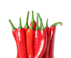 Fresh hot chili peppers isolated on white background