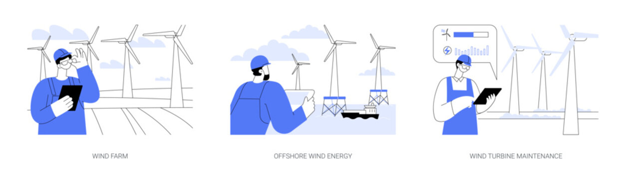 Wind energy abstract concept vector illustrations.