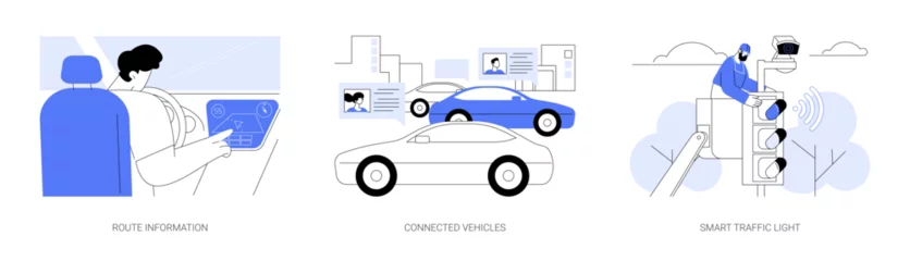 Fototapete Cartoon-Autos Smart city transportation abstract concept vector illustrations.