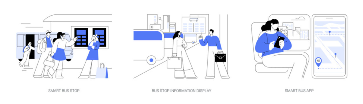 Smart city public transportation abstract concept vector illustrations.
