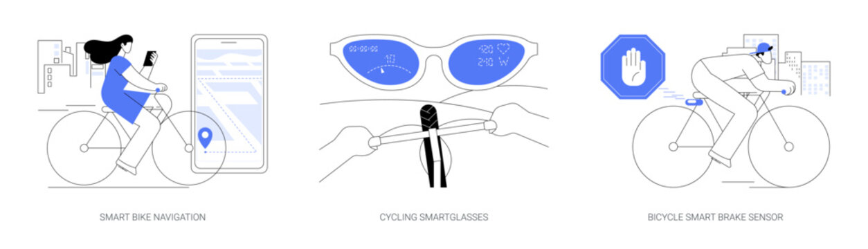 Smart cycling abstract concept vector illustrations.